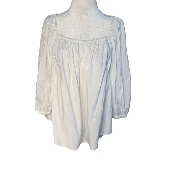NEW‎ Madewell Women’s Size 4 Eyelet White Puff-Sleeve Babydoll Top NWT - Picture 2 of 8